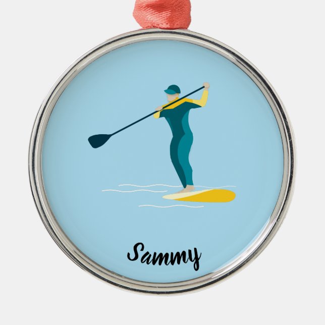 Stand Up Paddleboarding Ornament Aus Metall (Vorne)