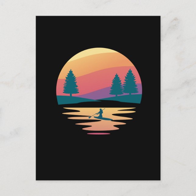 Stand Up Paddling SUP Board Mountain Lake, Sunset Postkarte (Vorderseite)