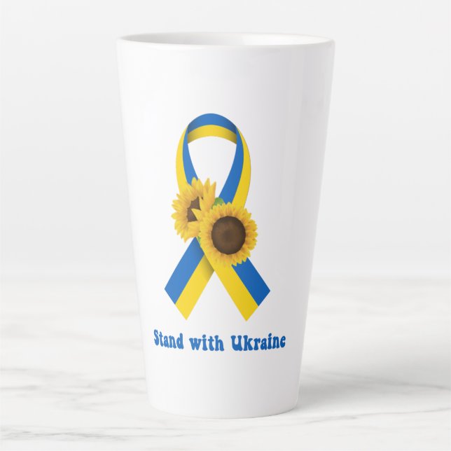 Stand With Ukraine Support Ribbon Milchtasse (Vorderseite)