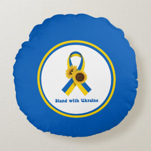 Stand With Ukraine Support Ribbon Rundes Kissen