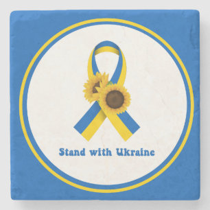 Stand With Ukraine Support Ribbon Steinuntersetzer