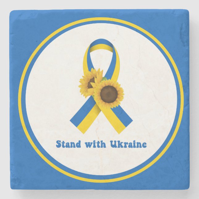 Stand With Ukraine Support Ribbon Steinuntersetzer (Vorderseite)