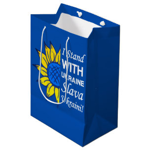 Stand With Ukraine, Ukraine Flag Sunflower Mittlere Geschenktüte