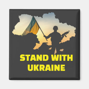 Stand with Ukraine with map  Magnet