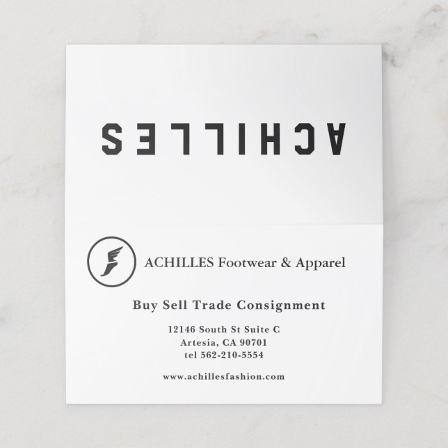 Standard, 3,5" x 2,0" Business Card Flyer Foto Pr Treuekarte (Außenseite Aufgefaltet)