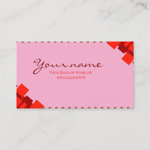 Standard, 3,5" x 2,0"Elegantes Rosa & Rotes Busine Visitenkarte