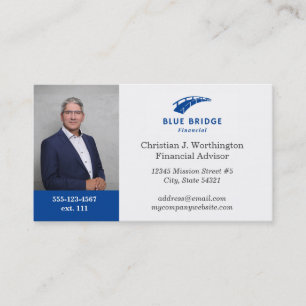 Standard Blue Custom Headshot Company Logo Finance Visitenkarte