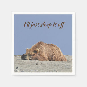 Standard Cocktail Serviette mit Grizzlybär