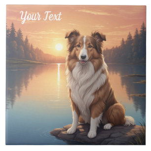 Standard Collie am See Fliese