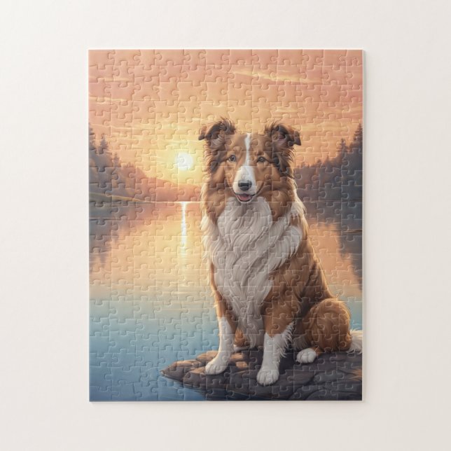 Standard Collie am See Puzzle (Vertikal)