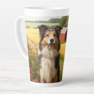 Standard Collie auf dem Bauernhof Milchtasse
