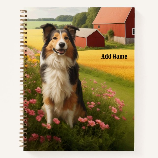 Standard Collie auf dem Bauernhof Notizbuch (Vorderseite)