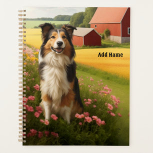 Standard Collie auf dem Bauernhof Planer