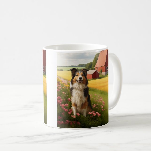 Standard-Collie in der Landwirtschaft Kaffeetasse (VorderseiteRechts)