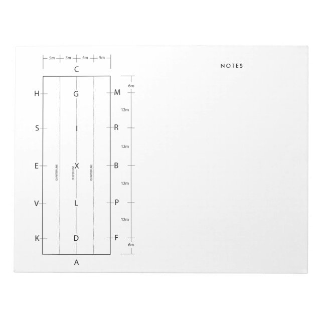 Standard Dressage Arena Template Wettbewerb Notizblock (Vorderseite)