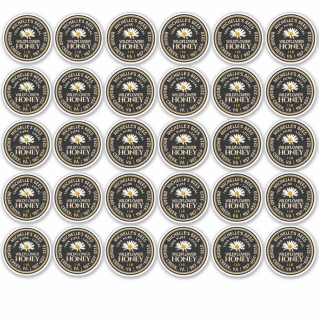 Standard Mason Jar Lid Honey Label Daisy 2.125" (Vorderseite)