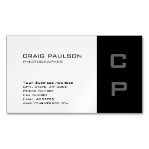 Standard Monogram Modern White Black Business Card Magnetische Visitenkarte