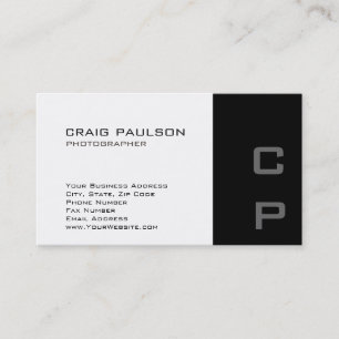 Standard Monogram Modern White Black Business Card Visitenkarte