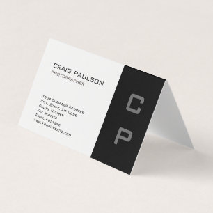 Standard Monogram Modern White Black Business Card Visitenkarten