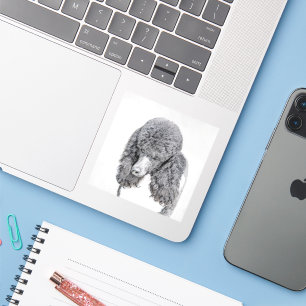 Standard Poodle Black Parti Painting - Dog Art Aufkleber