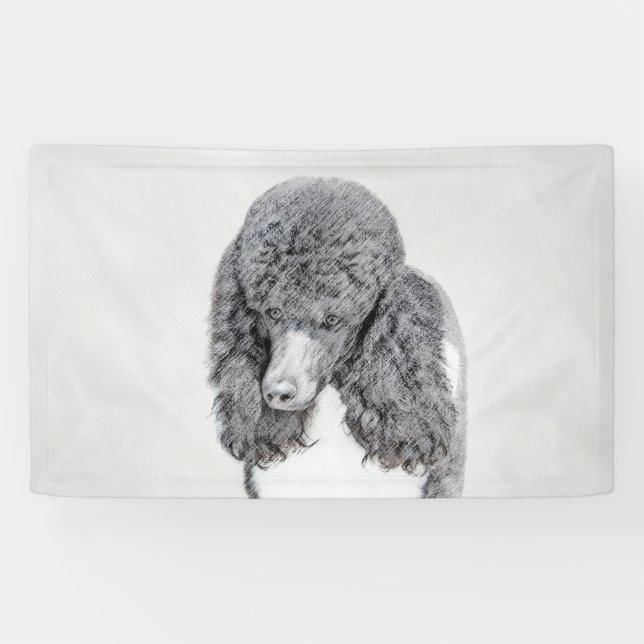 Standard Poodle Black Parti Painting - Dog Art Banner (Horizontal)