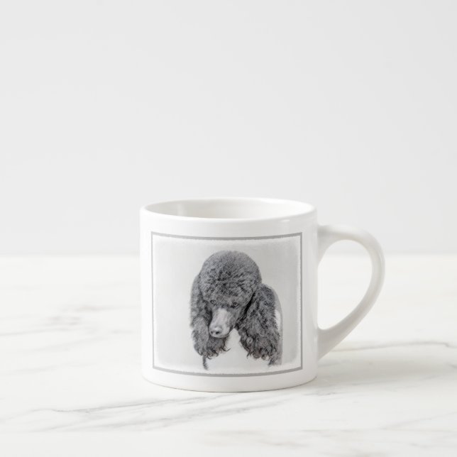 Standard Poodle Black Parti Painting - Dog Art Espressotasse (Rechts)