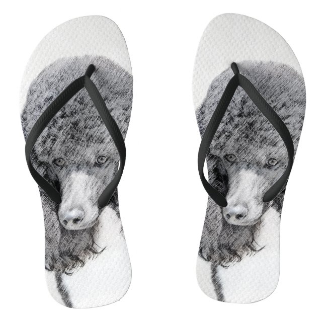 Standard Poodle Black Parti Painting - Dog Art Flip Flops (Fußbett)