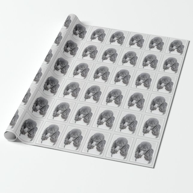 Standard Poodle Black Parti Painting - Dog Art Geschenkpapier (Ungerollt)