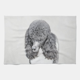 Standard Poodle Black Parti Painting - Dog Art Geschirrtuch
