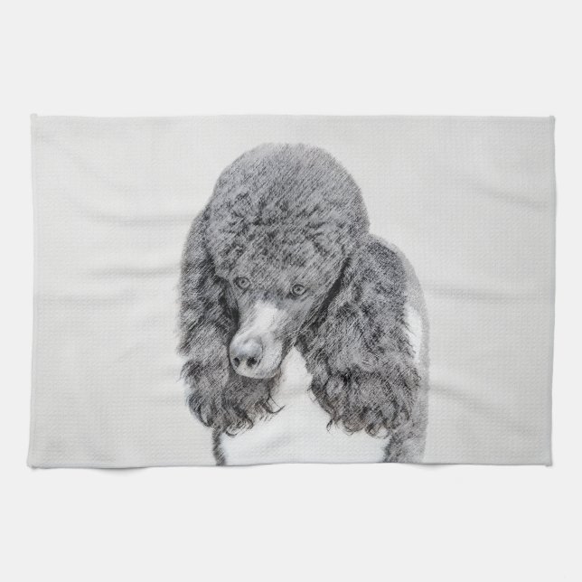Standard Poodle Black Parti Painting - Dog Art Geschirrtuch (Horizontal)