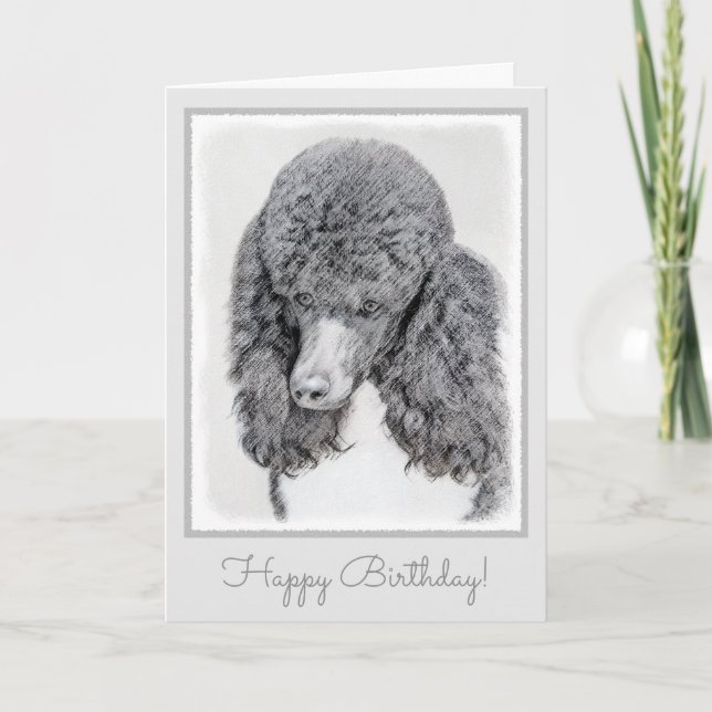 Standard Poodle Black Parti Painting - Dog Art Karte (Vorderseite)