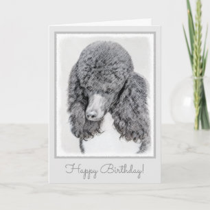 Standard Poodle Black Parti Painting - Dog Art Karte