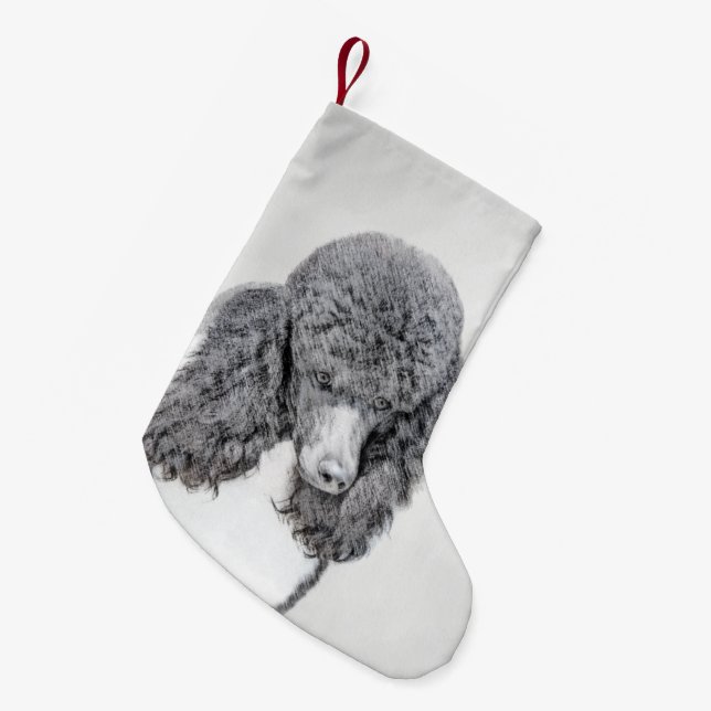 Standard Poodle Black Parti Painting - Dog Art Kleiner Weihnachtsstrumpf (Vorderansicht (hängend))