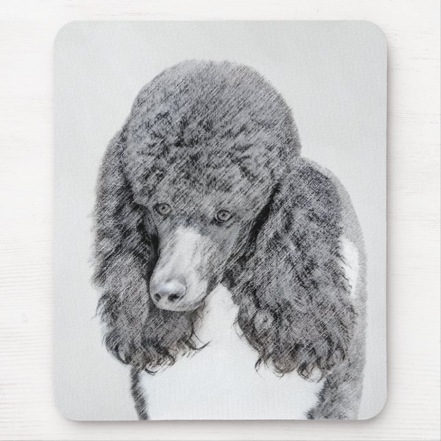 Standard Poodle Black Parti Painting - Dog Art Mousepad (Vorne)