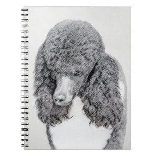 Standard Poodle Black Parti Painting - Dog Art Notizblock