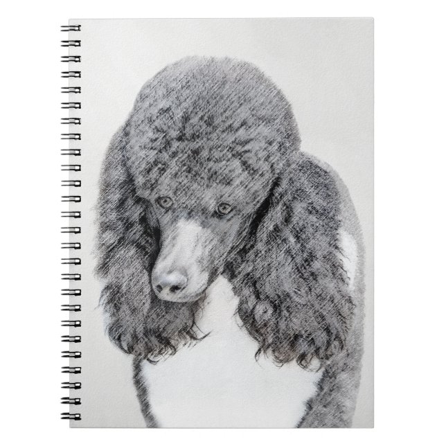 Standard Poodle Black Parti Painting - Dog Art Notizblock (Vorderseite)