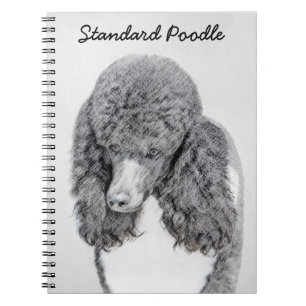 Standard Poodle Black Parti Painting - Dog Art Notizblock
