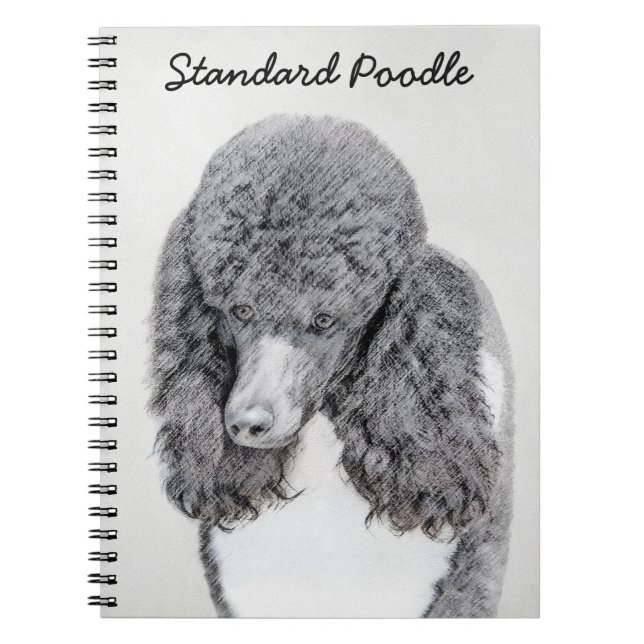 Standard Poodle Black Parti Painting - Dog Art Notizblock (Vorderseite)