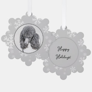Standard Poodle Black Parti Painting - Dog Art Ornament Karte