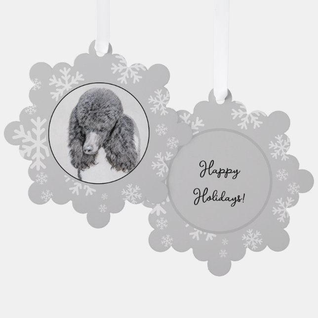 Standard Poodle Black Parti Painting - Dog Art Ornament Karte (Vorderseite/Rückseite)