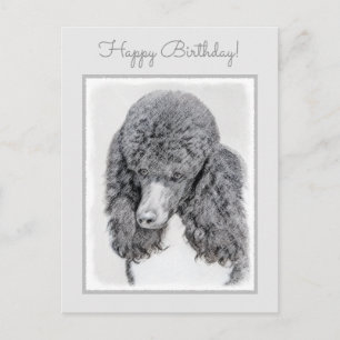 Standard Poodle Black Parti Painting - Dog Art Postkarte