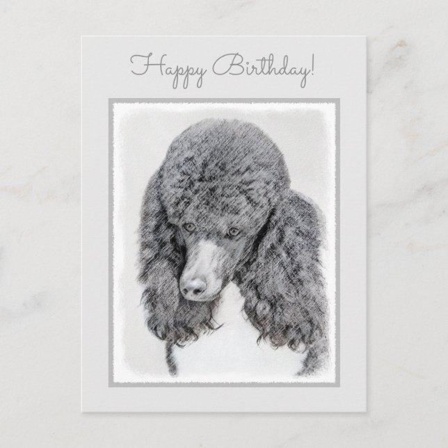Standard Poodle Black Parti Painting - Dog Art Postkarte (Vorderseite)