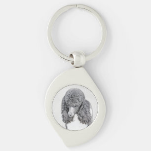 Standard Poodle Black Parti Painting - Dog Art Schlüsselanhänger