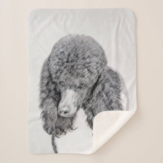Standard Poodle Black Parti Painting - Dog Art Sherpadecke (Vorderseite)