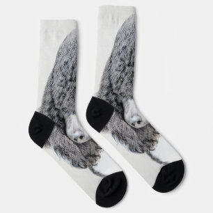 Standard Poodle Black Parti Painting - Dog Art Socken