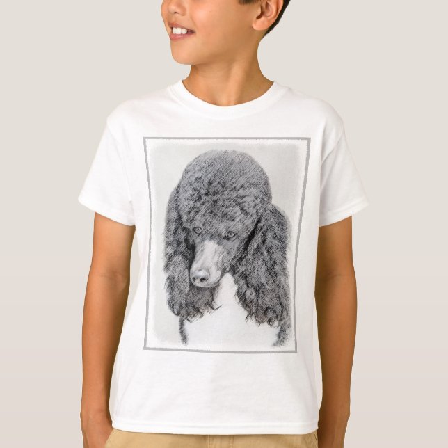 Standard Poodle Black Parti Painting - Dog Art T-Shirt (Vorderseite)
