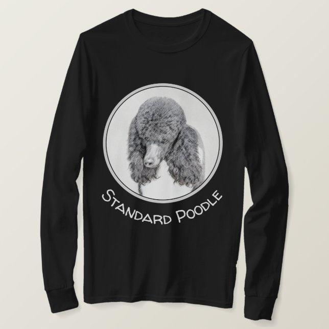 Standard Poodle Black Parti Painting - Dog Art T-Shirt (Design vorne)