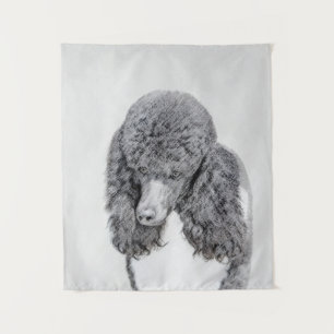 Standard Poodle Black Parti Painting - Dog Art Wandteppich