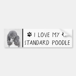 Standard Poodle Black Parti Painting - Hund Art Autoaufkleber