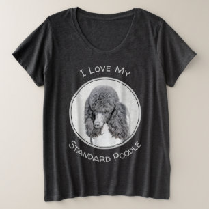 Standard Poodle Black Parti Painting - Hund Art Große Größe T-Shirt